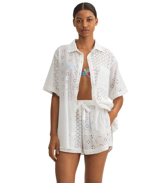 Polo Ralph Lauren Women's Patchwork Short Sleeve & Short Cotton Eyelet Set