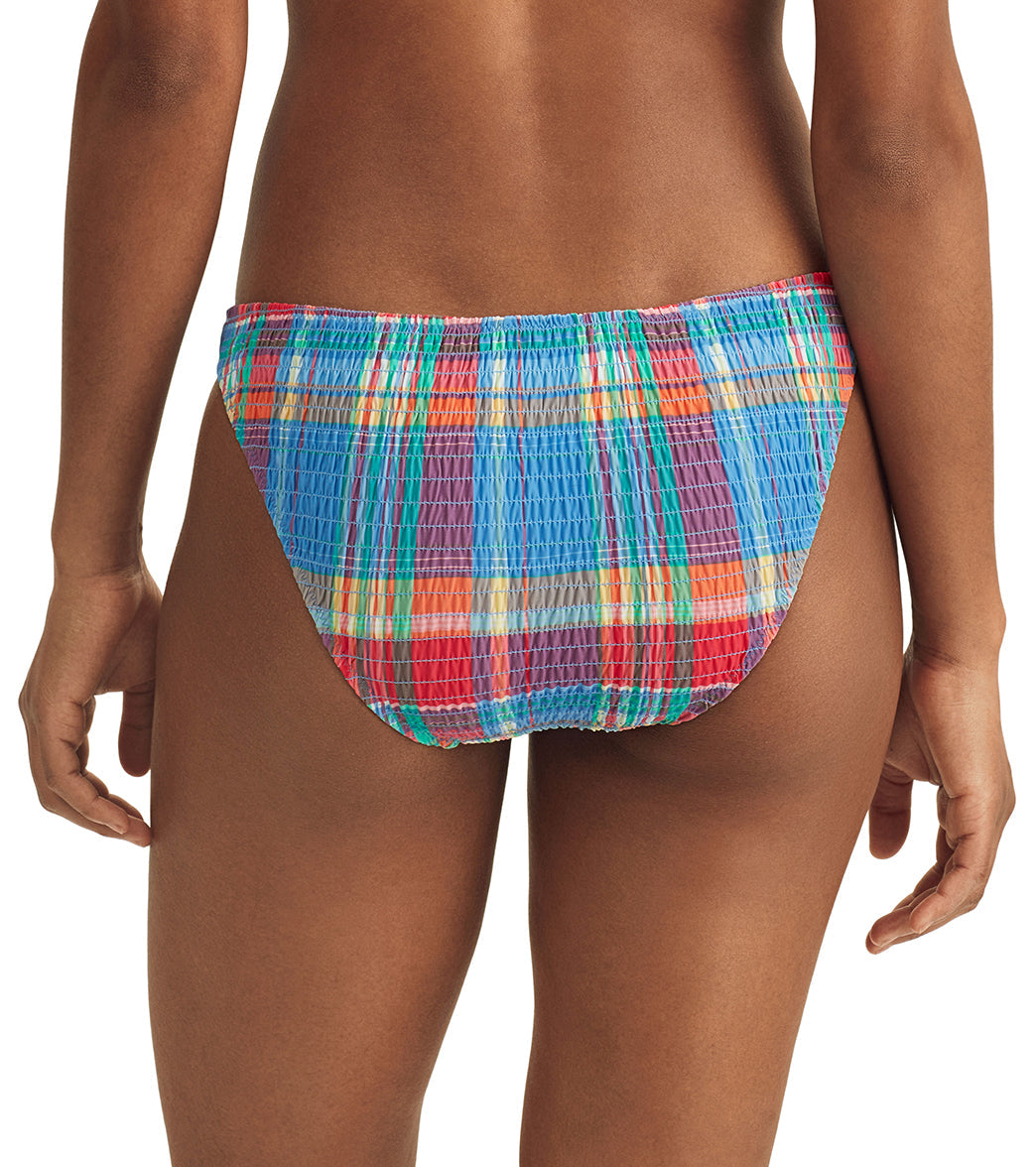 Polo Ralph Lauren Women's Smocked Madras Devin Jersey Hipster Bikini Bottom