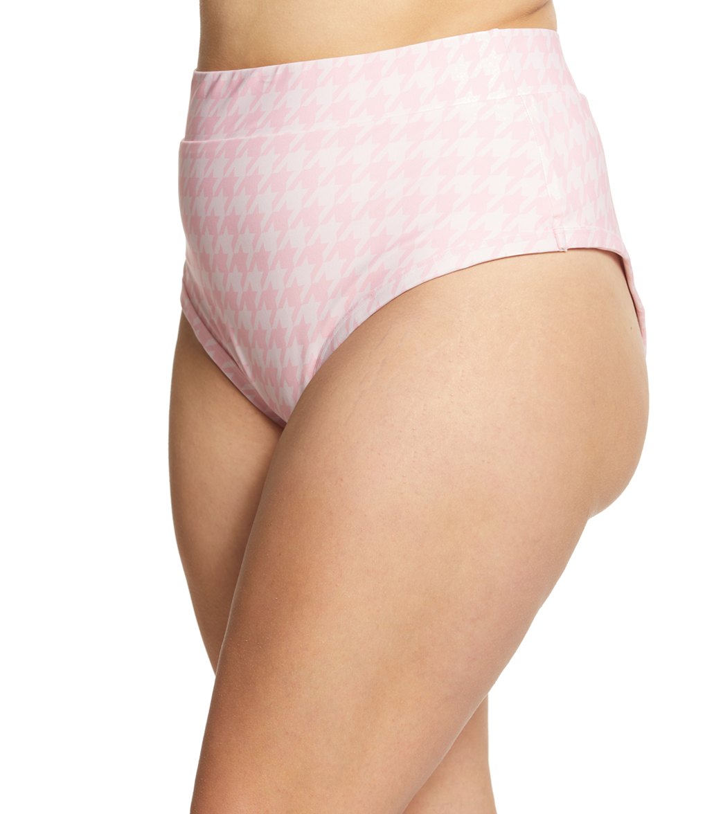 Alpine Butterfly Plus Size Pink Houndstooth Lover Bikini Bottom