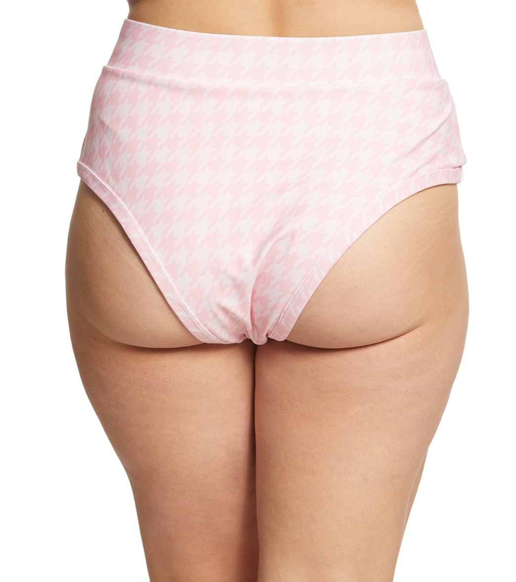 Alpine Butterfly Plus Size Pink Houndstooth Lover Bikini Bottom