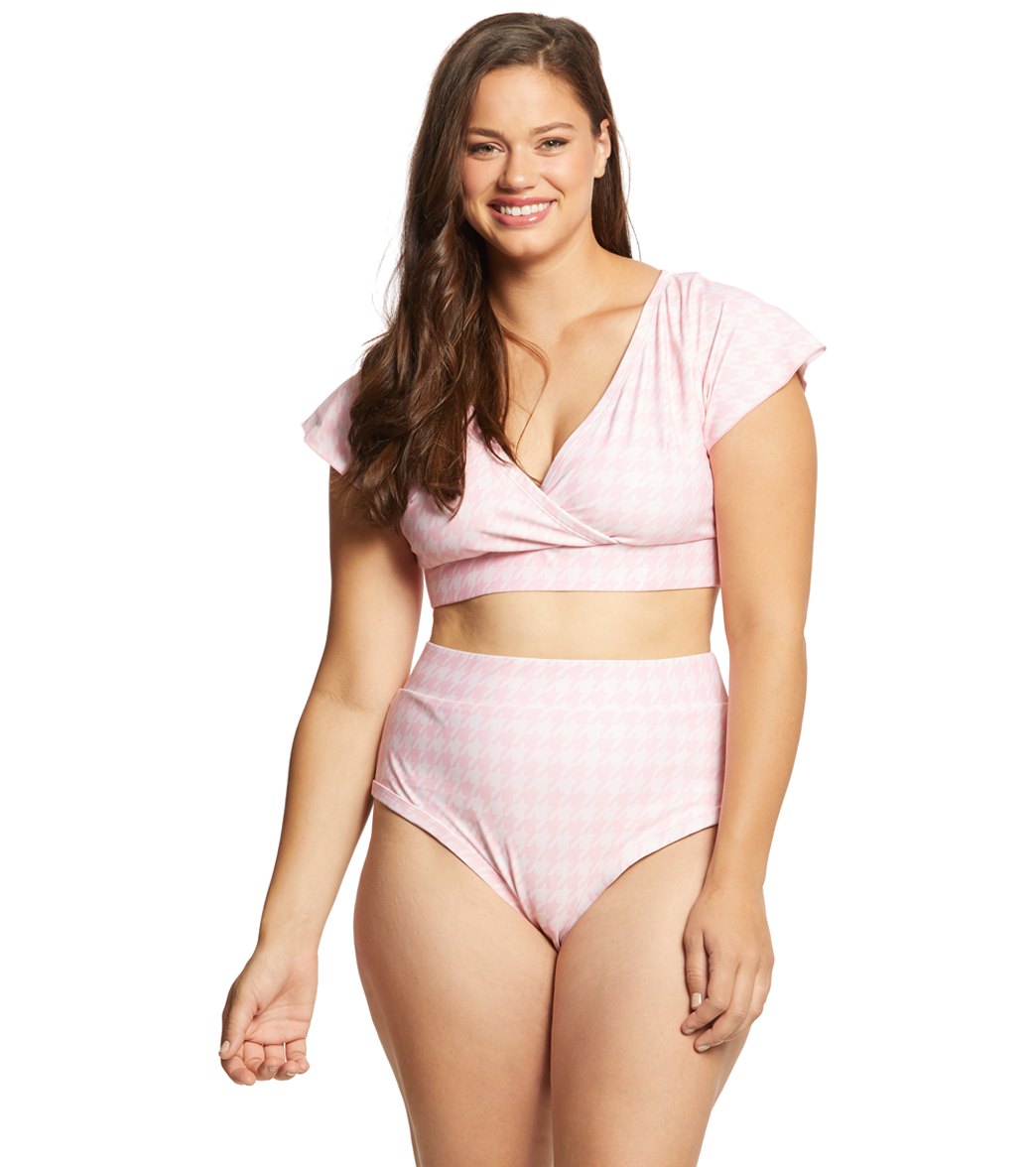 Alpine Butterfly Plus Size Pink Houndstooth Lover Bikini Bottom