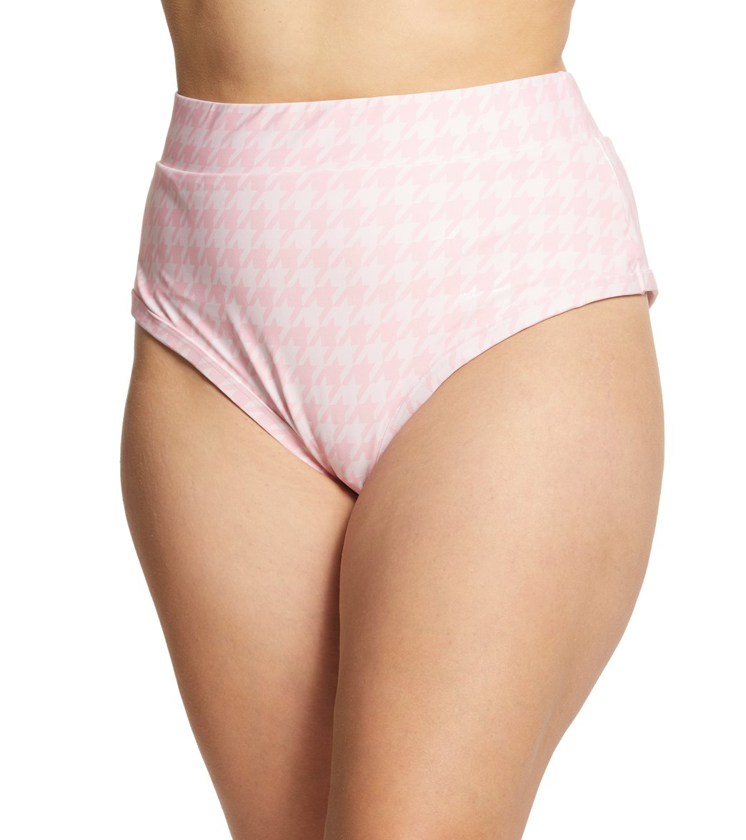 Alpine Butterfly Plus Size Pink Houndstooth Lover Bikini Bottom