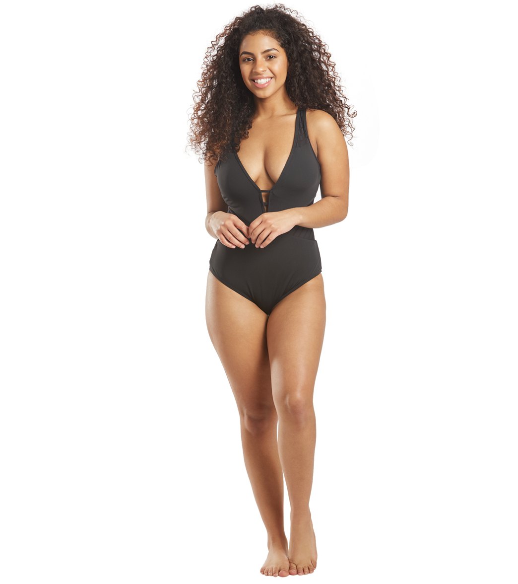 Jets Swimwear Australia Paralells Plunge One Piece Swimsuit (D/DD Cup)