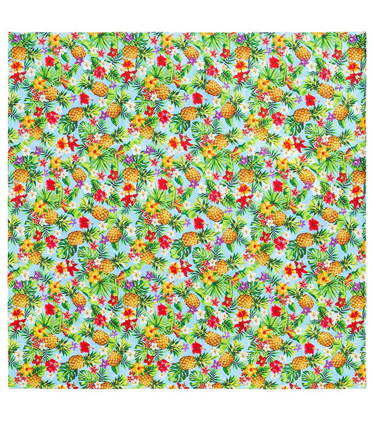 Dohler Design Pineapples & Flowers  Sand Free Beach Mat 79" X 79"