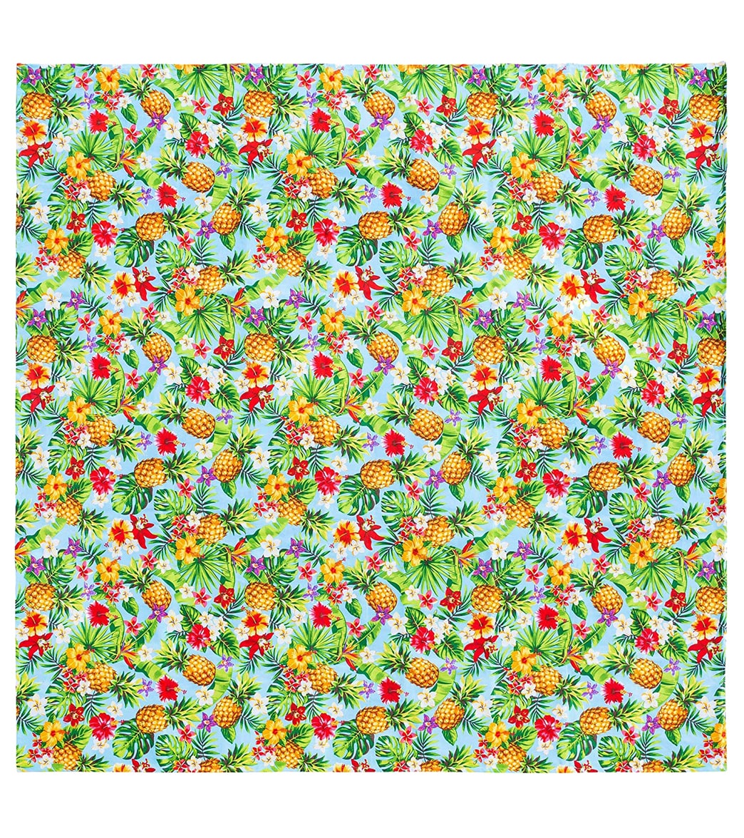 Dohler Design Pineapples & Flowers  Sand Free Beach Mat 79" X 79"