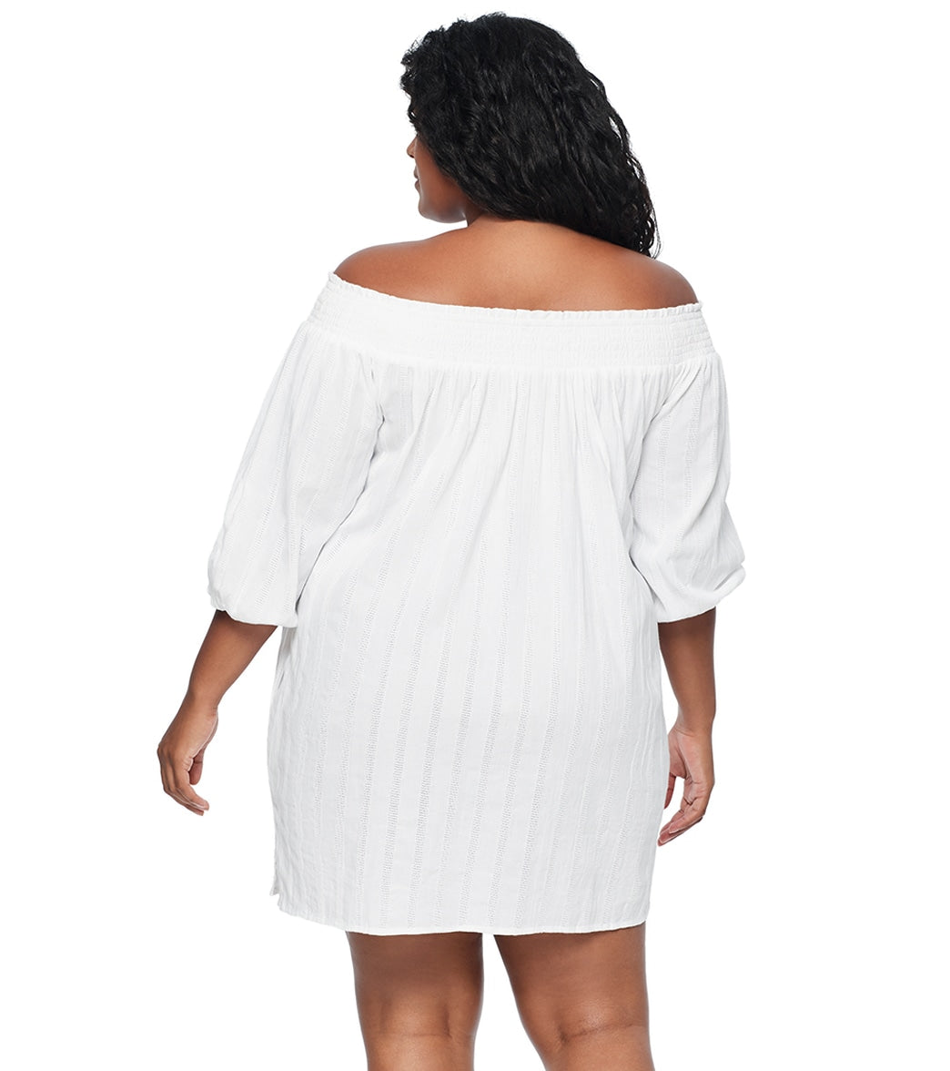 Lauren Ralph Lauren Women's Plus Size Dobby Off the Shoulder Dress