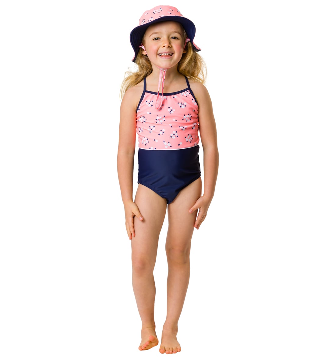 Snapper Rock Girls' Ditsy Coral Classic Crossback Swimsuit (Toddler, Little Kid, Big Kid)