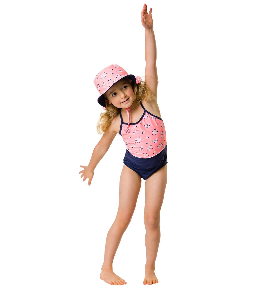 Snapper Rock Girls' Ditsy Coral Classic Crossback Swimsuit (Toddler, Little Kid, Big Kid)