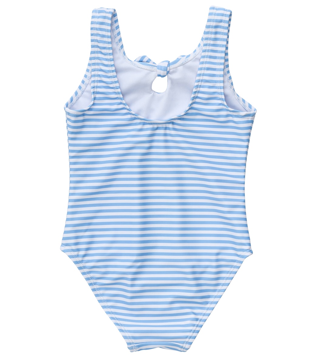 Snapper Rock Girls' Powder Blue Sustainable Stripe Bow Swimsuit (Baby, Toddler)