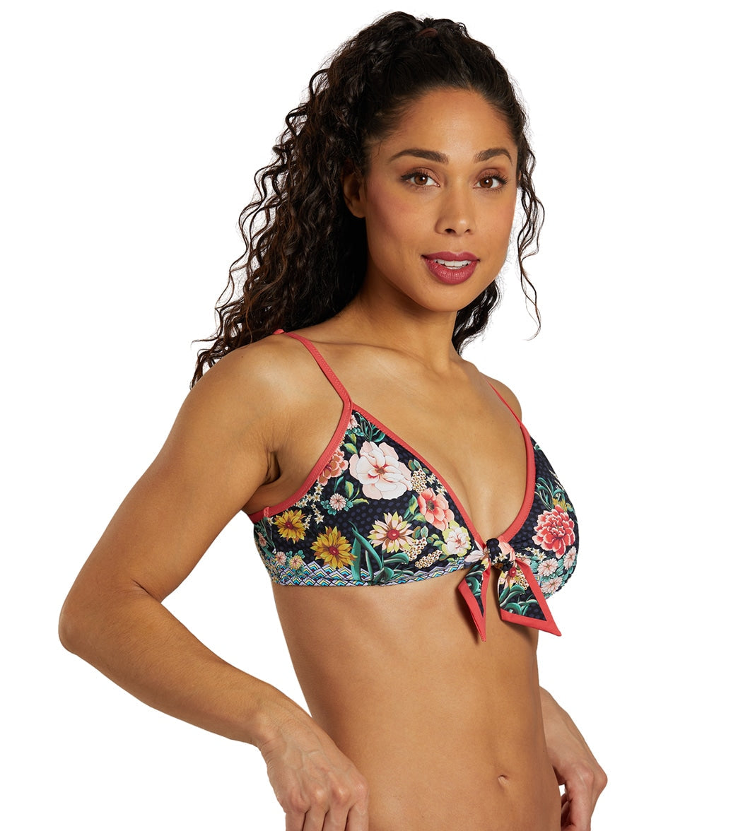 Johnny Was Women's Dark Floral Mia Front Tie Bikini Top