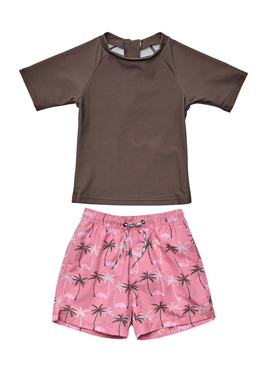 Snapper Rock Boys' Palm Paradise Sustainable Short Sleeve Rashguard Set (Baby)