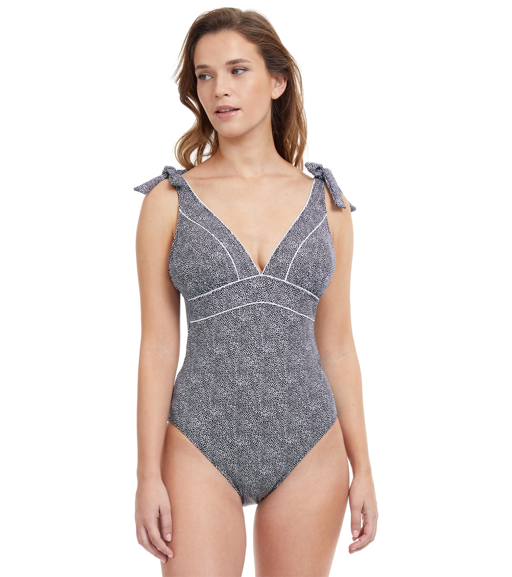 Profile by Gottex Women's Collette V Neck with Shoulder Ties One Piece Swimsuit