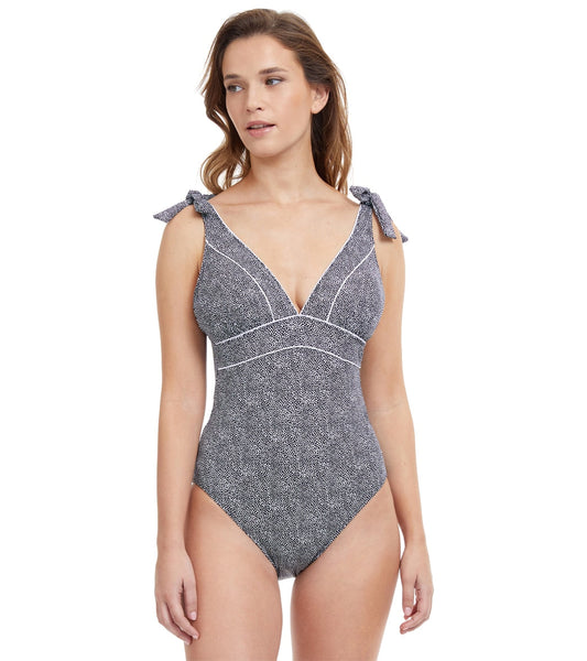 Profile by Gottex Women's Collette V Neck with Shoulder Ties One Piece Swimsuit