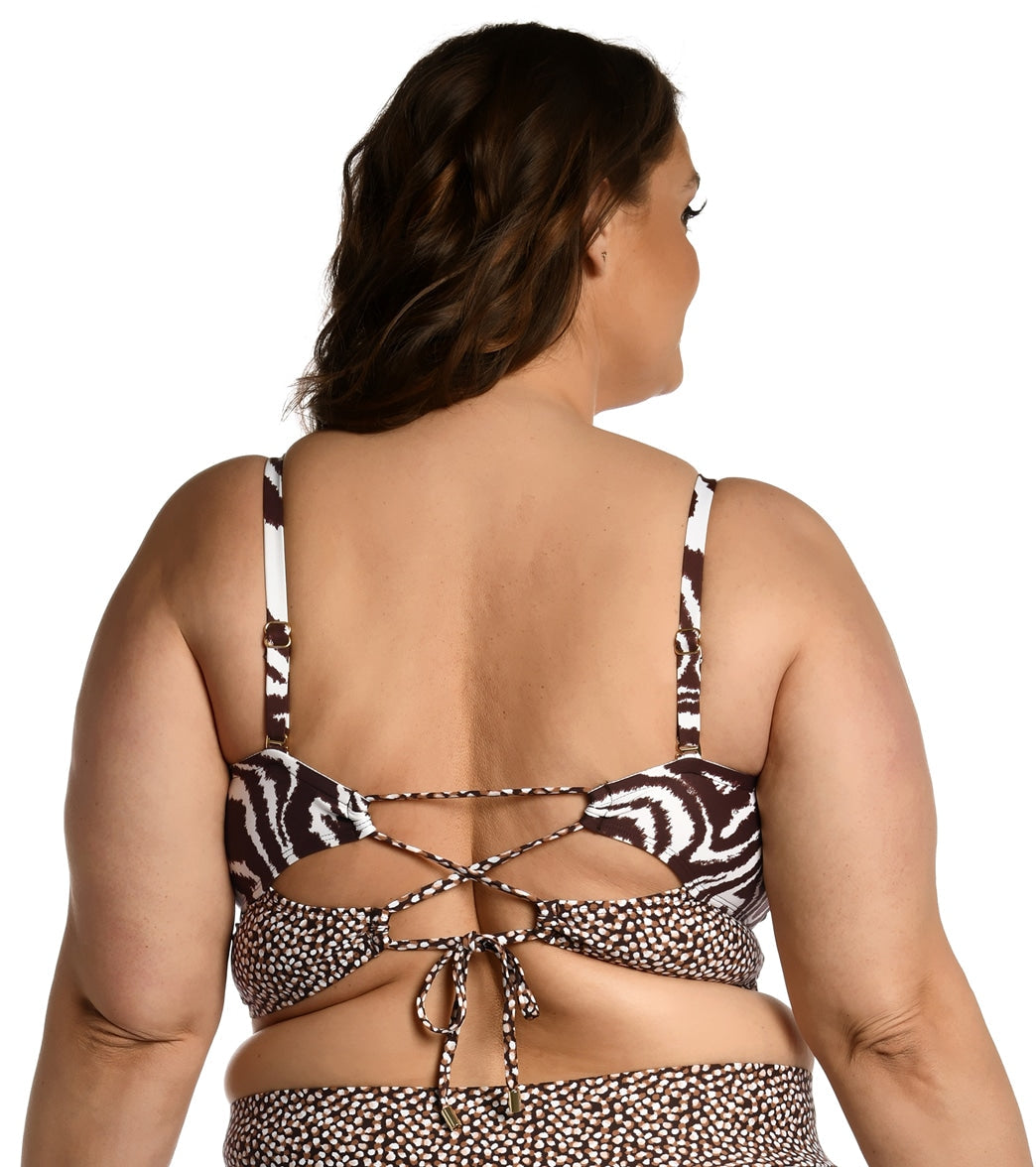 La Blanca Women's Plus Fierce Lines Bandeau Midkini Bikini Top
