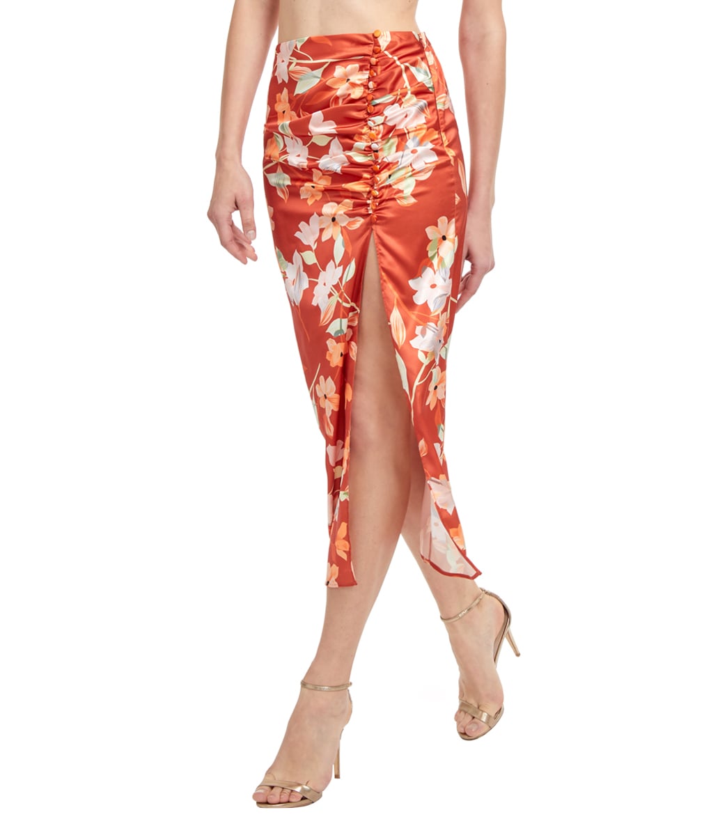 Gottex Women's Amore Am A Feminine Floral Side Slit Long Cover Up Skirt