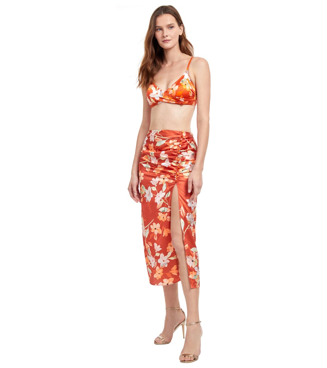 Gottex Women's Amore Am A Feminine Floral Side Slit Long Cover Up Skirt