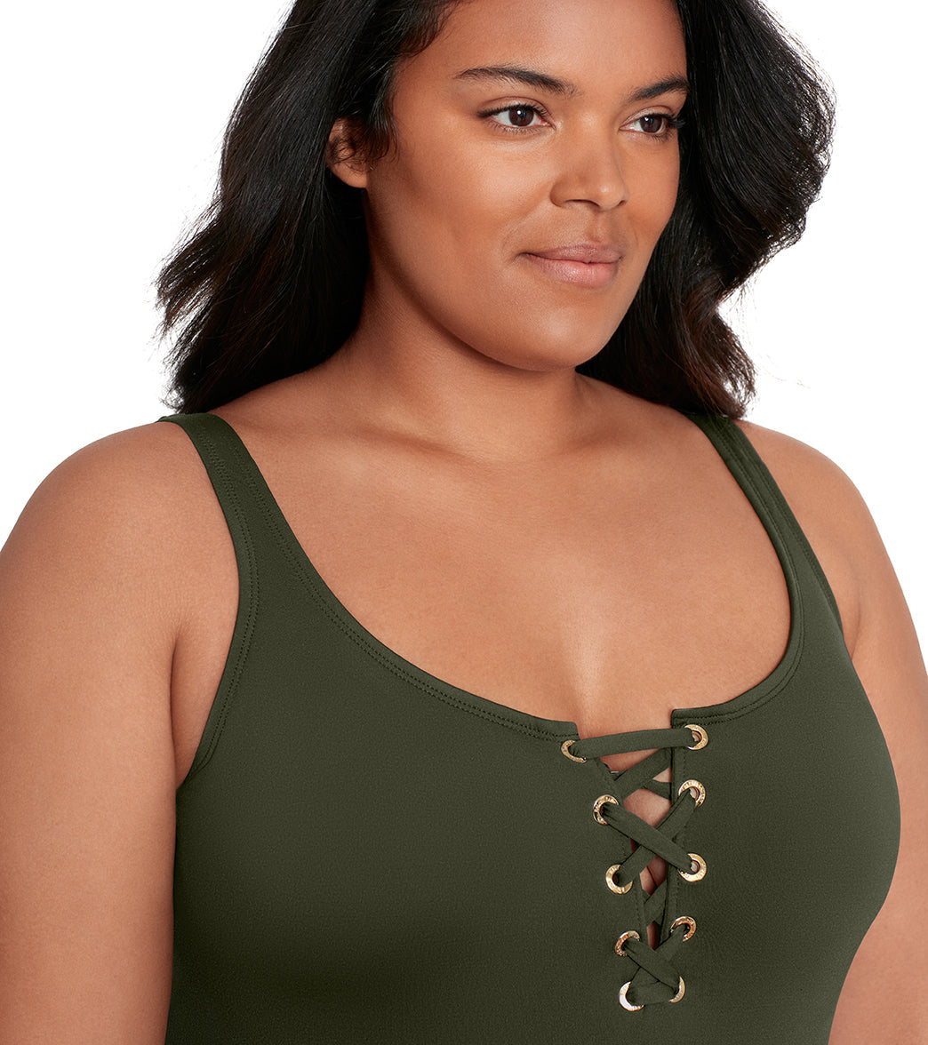 Lauren Ralph Lauren Plus Size Lace Tank One Piece Swimsuit
