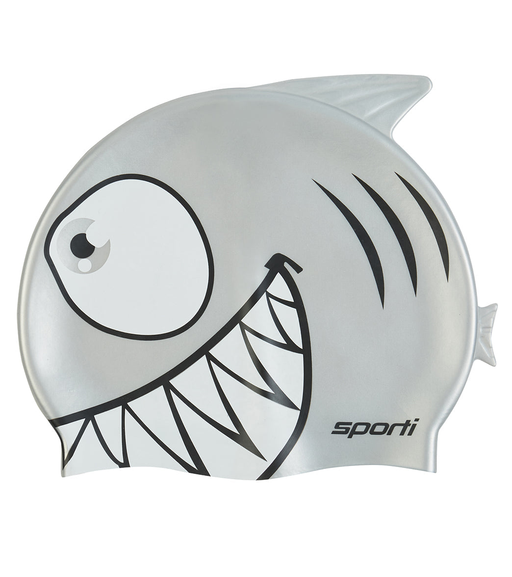 Sporti Cartoon Shark Silicone Swim Cap Jr.