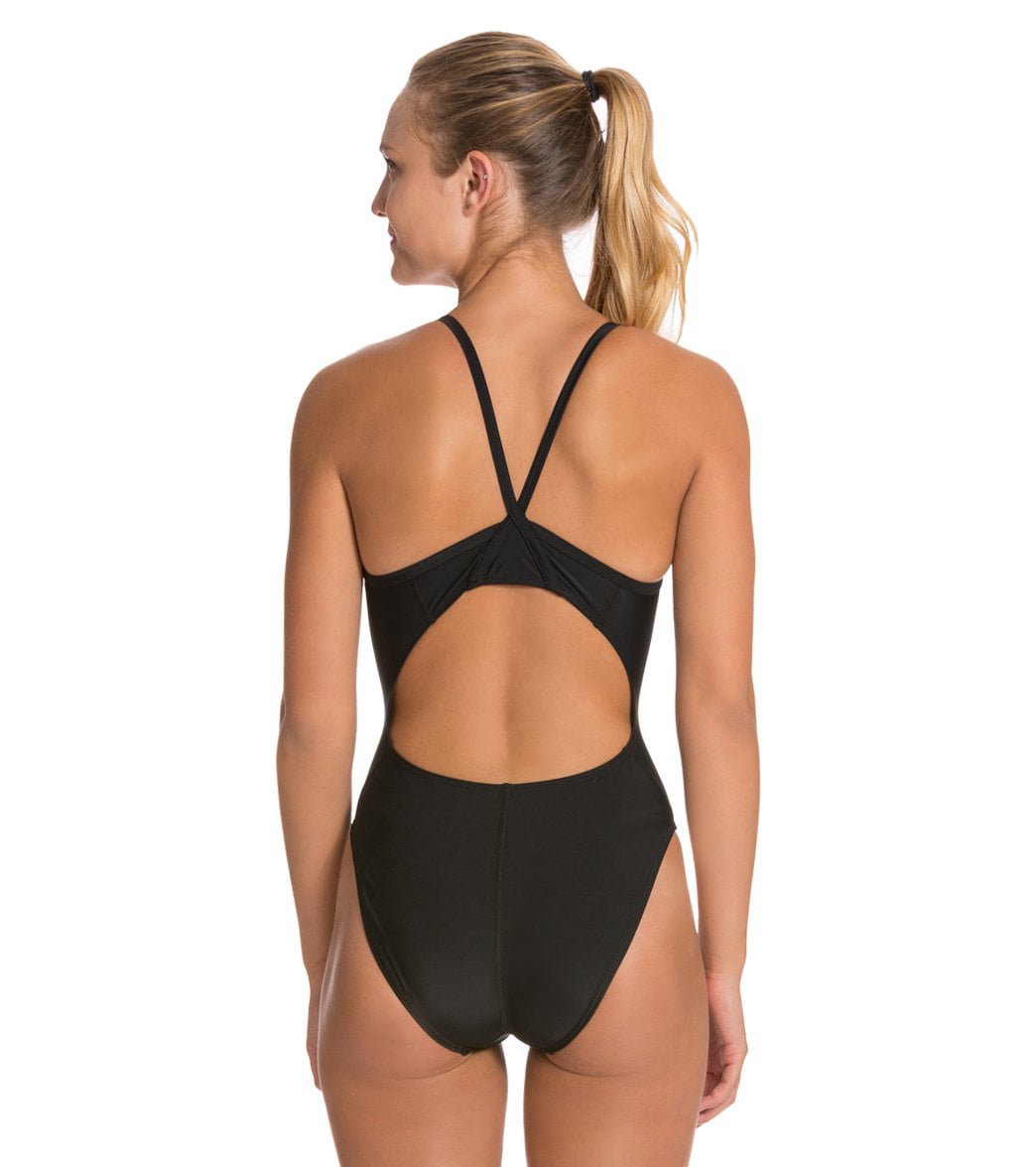 Sporti Guard Solid Thin Strap One Piece Swimsuit