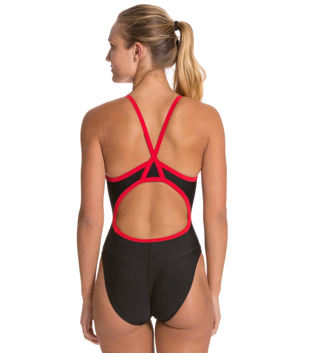 Sporti Guard Piped Thin Strap One Piece Swimsuit