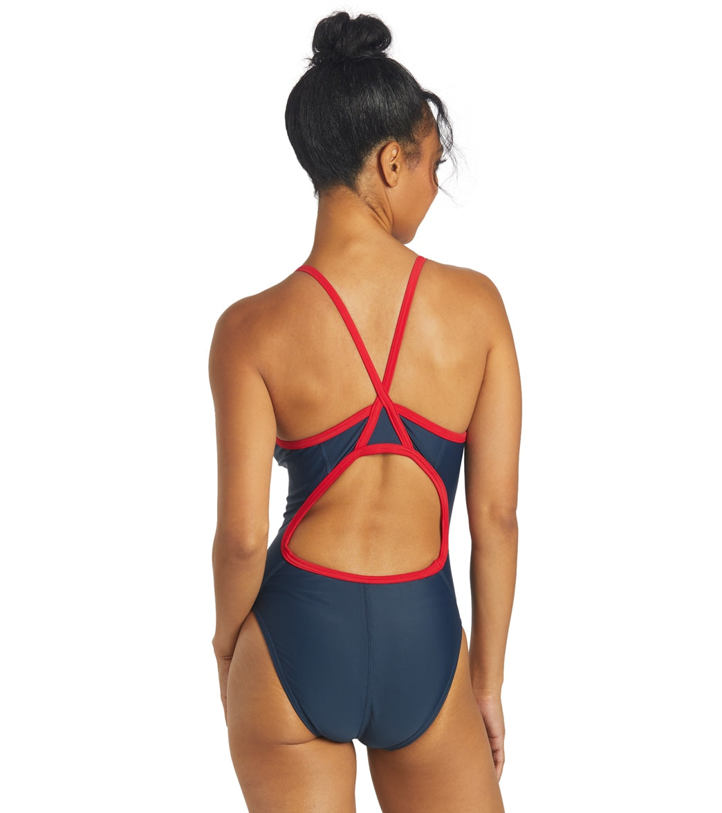 Sporti Guard Piped Thin Strap One Piece Swimsuit
