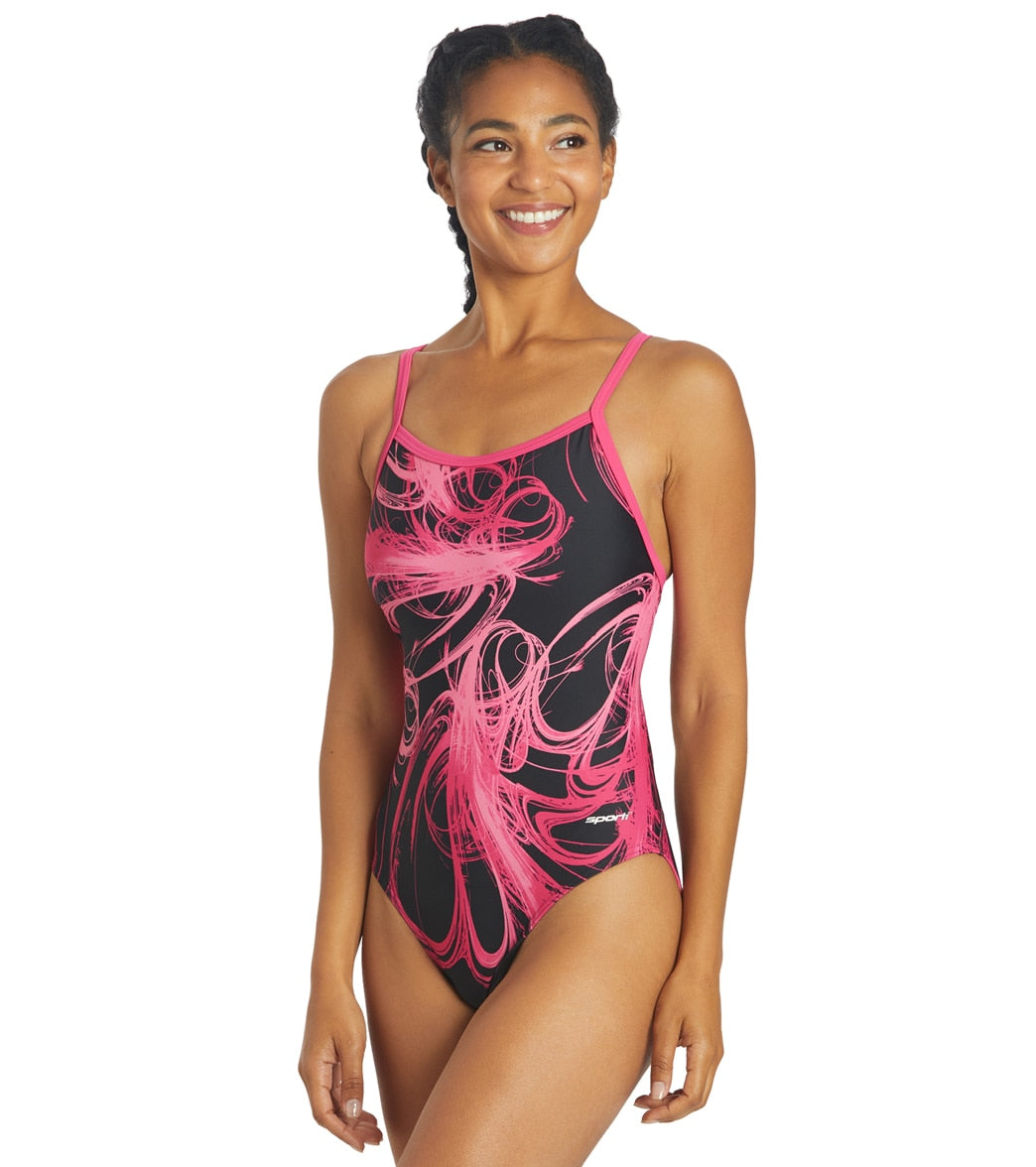 Sporti Light Wave Thin Strap One Piece Swimsuit (22-44)