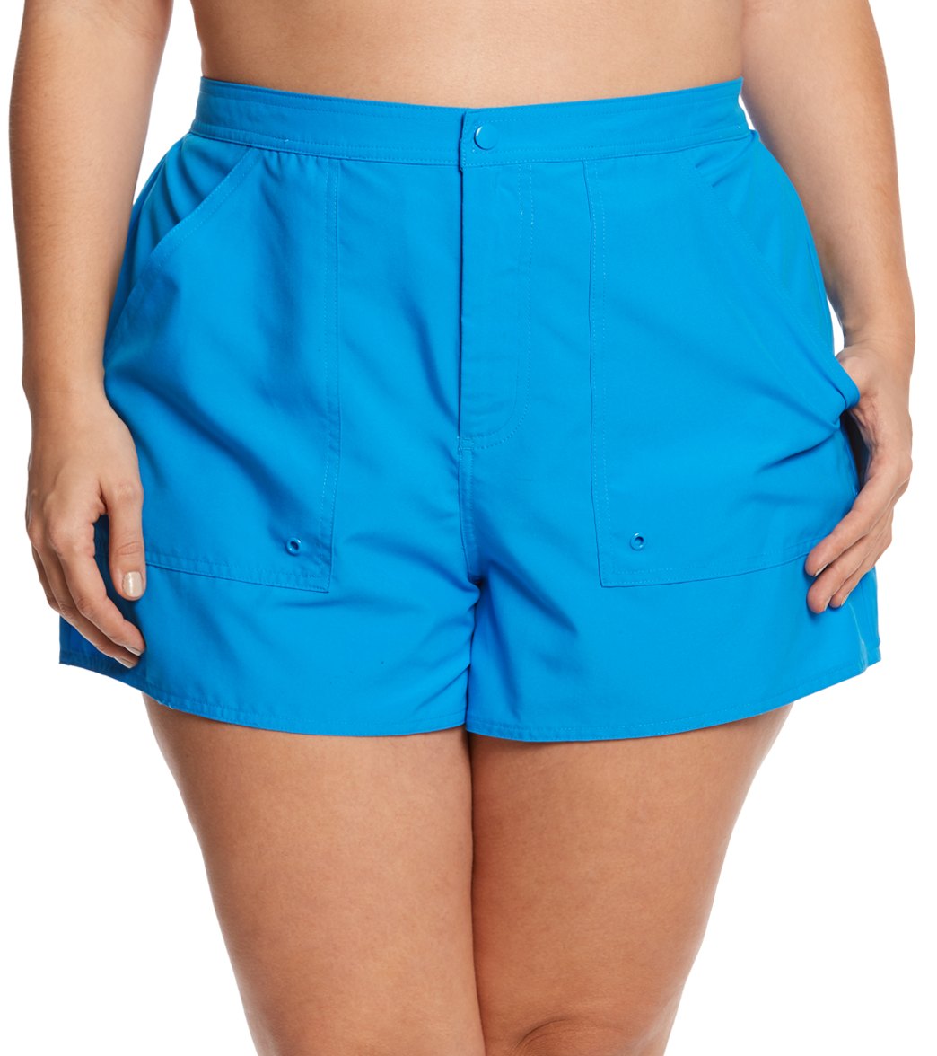 Maxine Plus Size Solids Woven Board Shorts