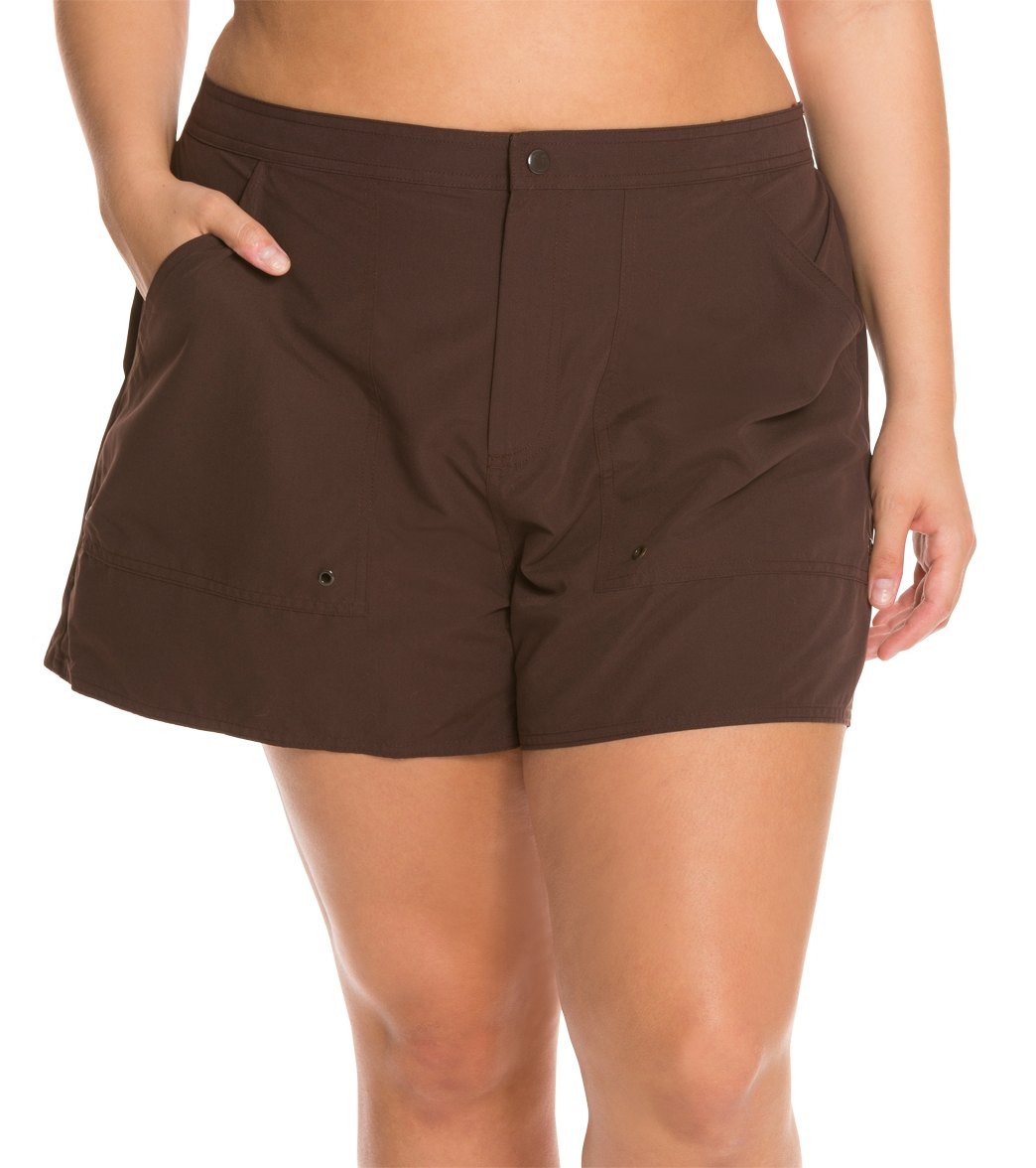 Maxine Plus Size Solids Woven Board Shorts
