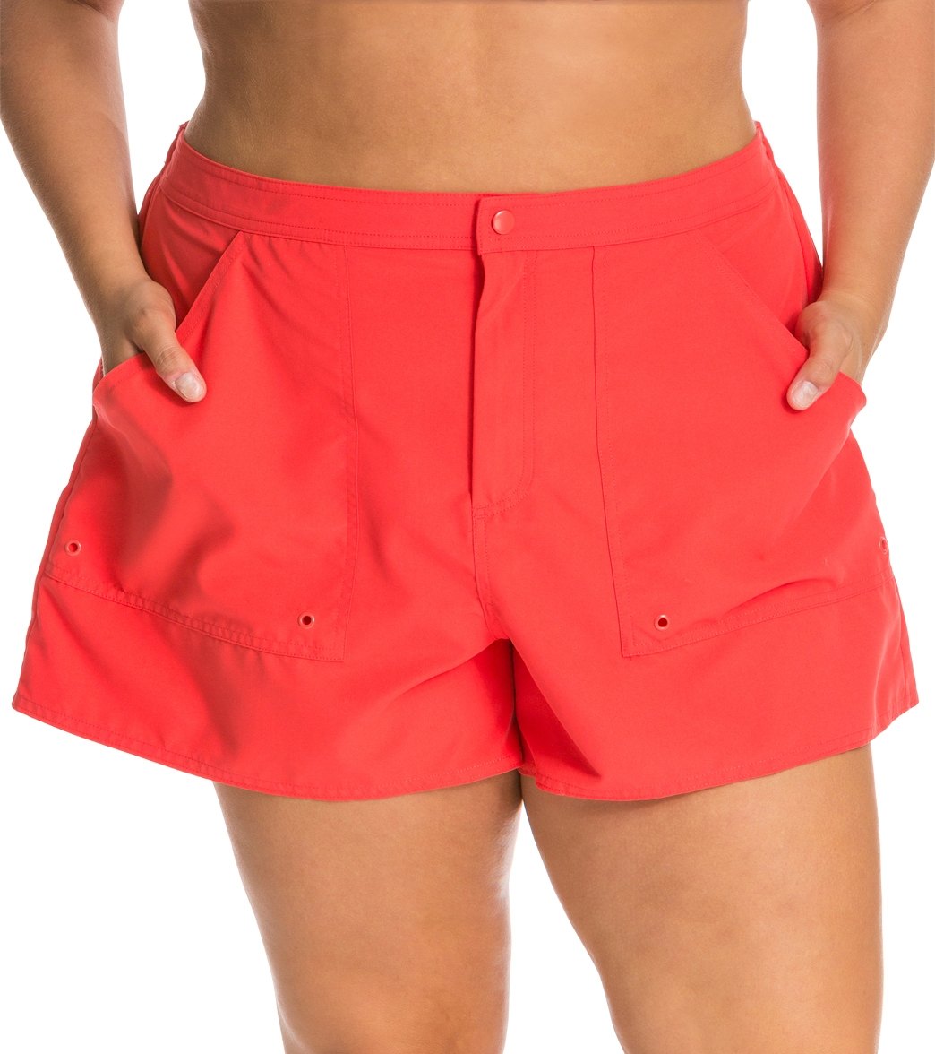 Maxine Plus Size Solids Woven Board Shorts