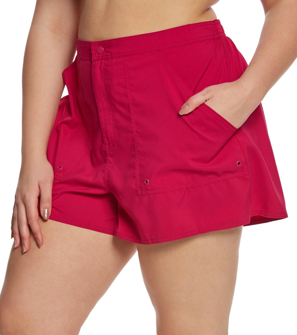 Maxine Plus Size Solids Woven Board Shorts