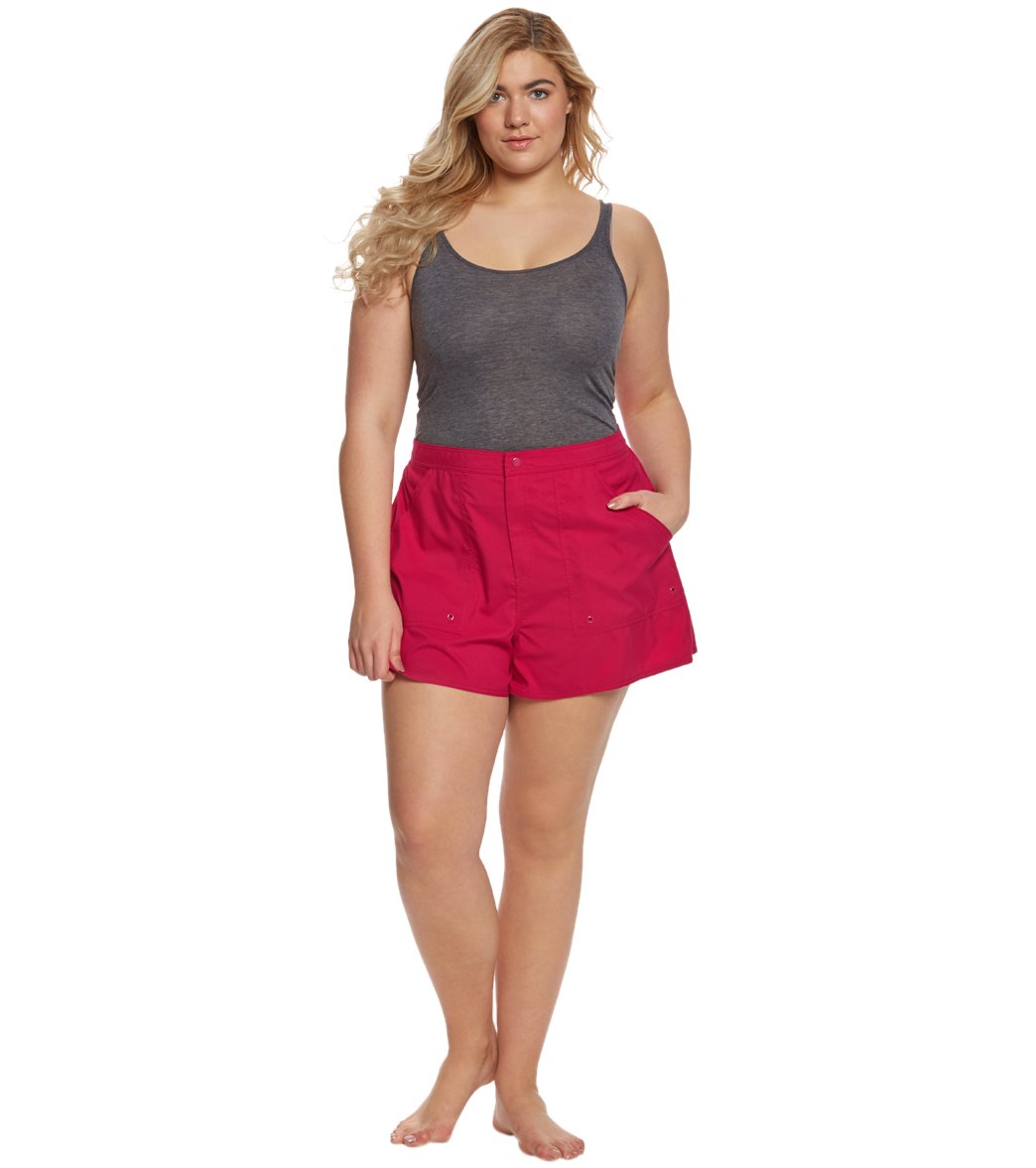 Maxine Plus Size Solids Woven Board Shorts