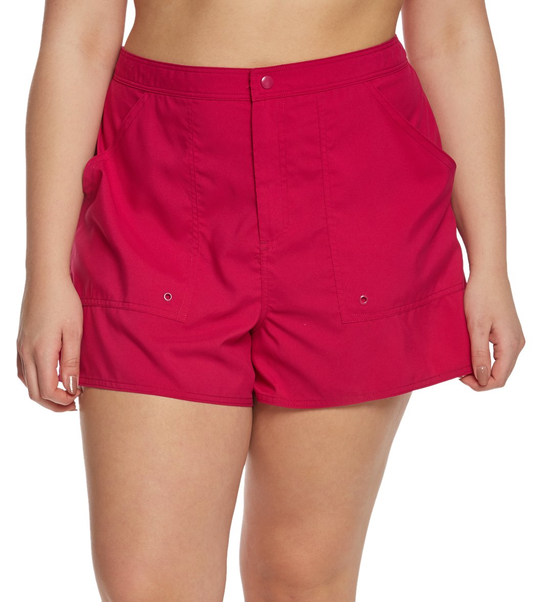 Maxine Plus Size Solids Woven Board Shorts