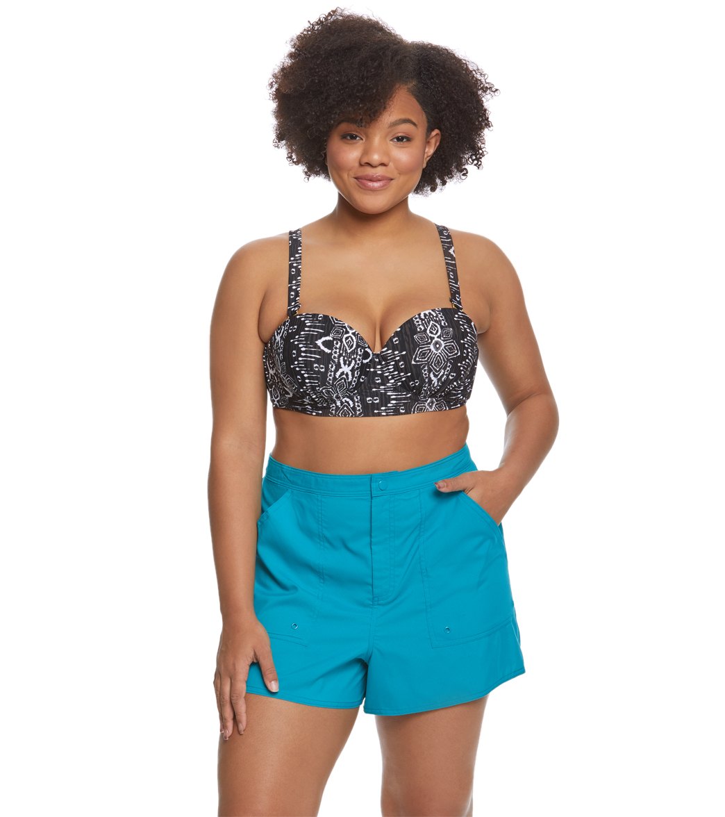 Maxine Plus Size Solids Woven Board Shorts