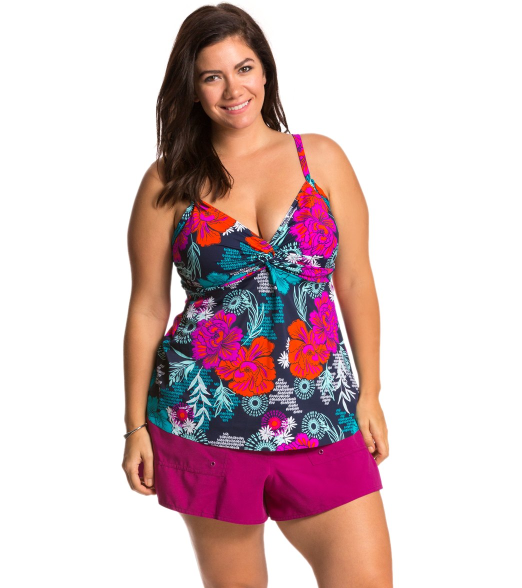 Maxine Plus Size Solids Woven Board Shorts