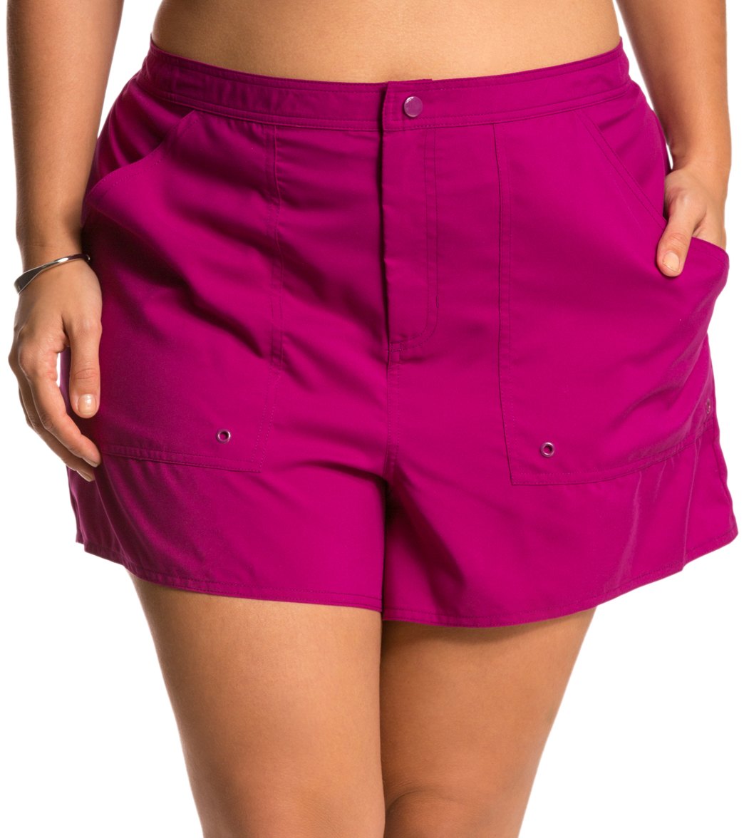 Maxine Plus Size Solids Woven Board Shorts