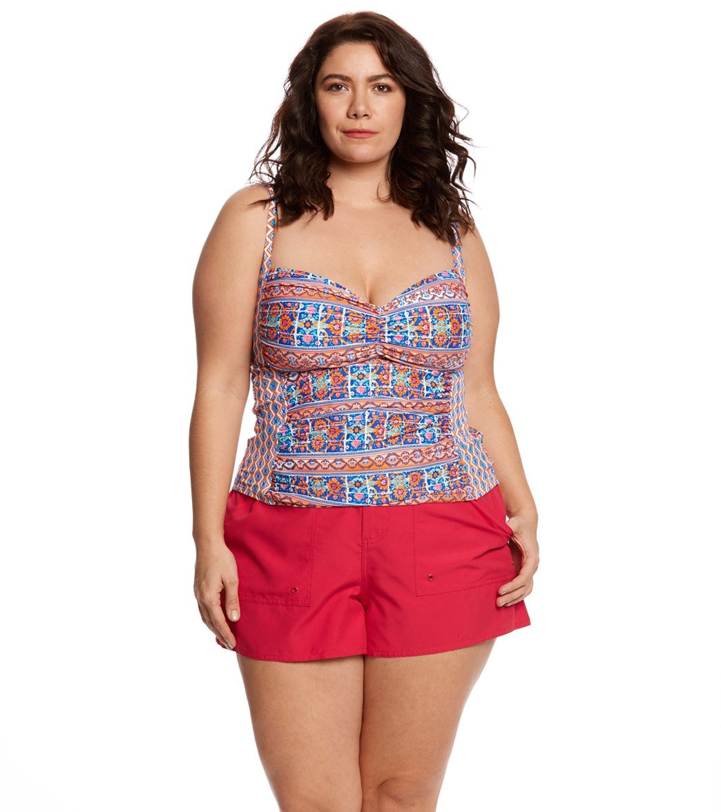 Maxine Plus Size Solids Woven Board Shorts