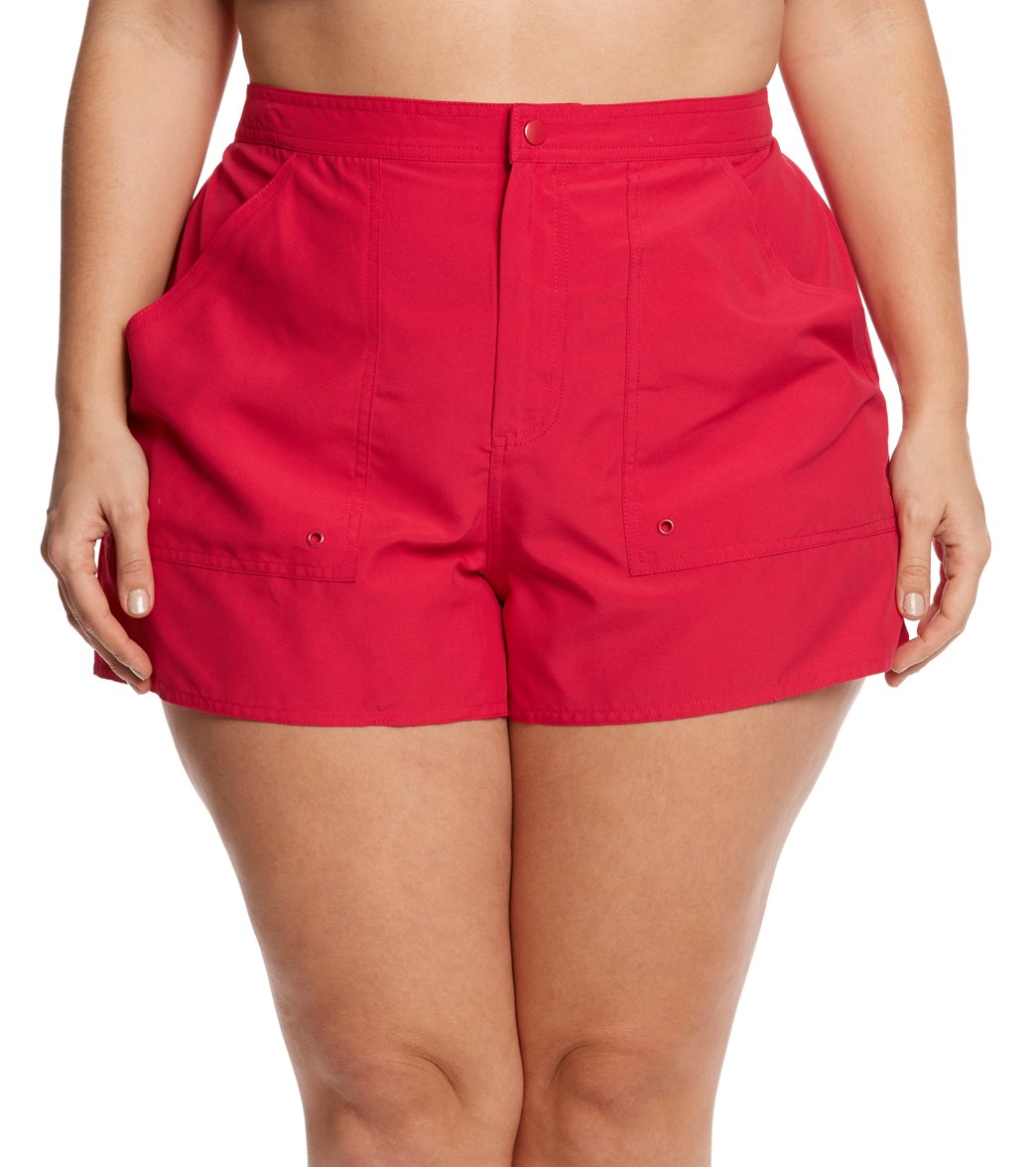 Maxine Plus Size Solids Woven Board Shorts