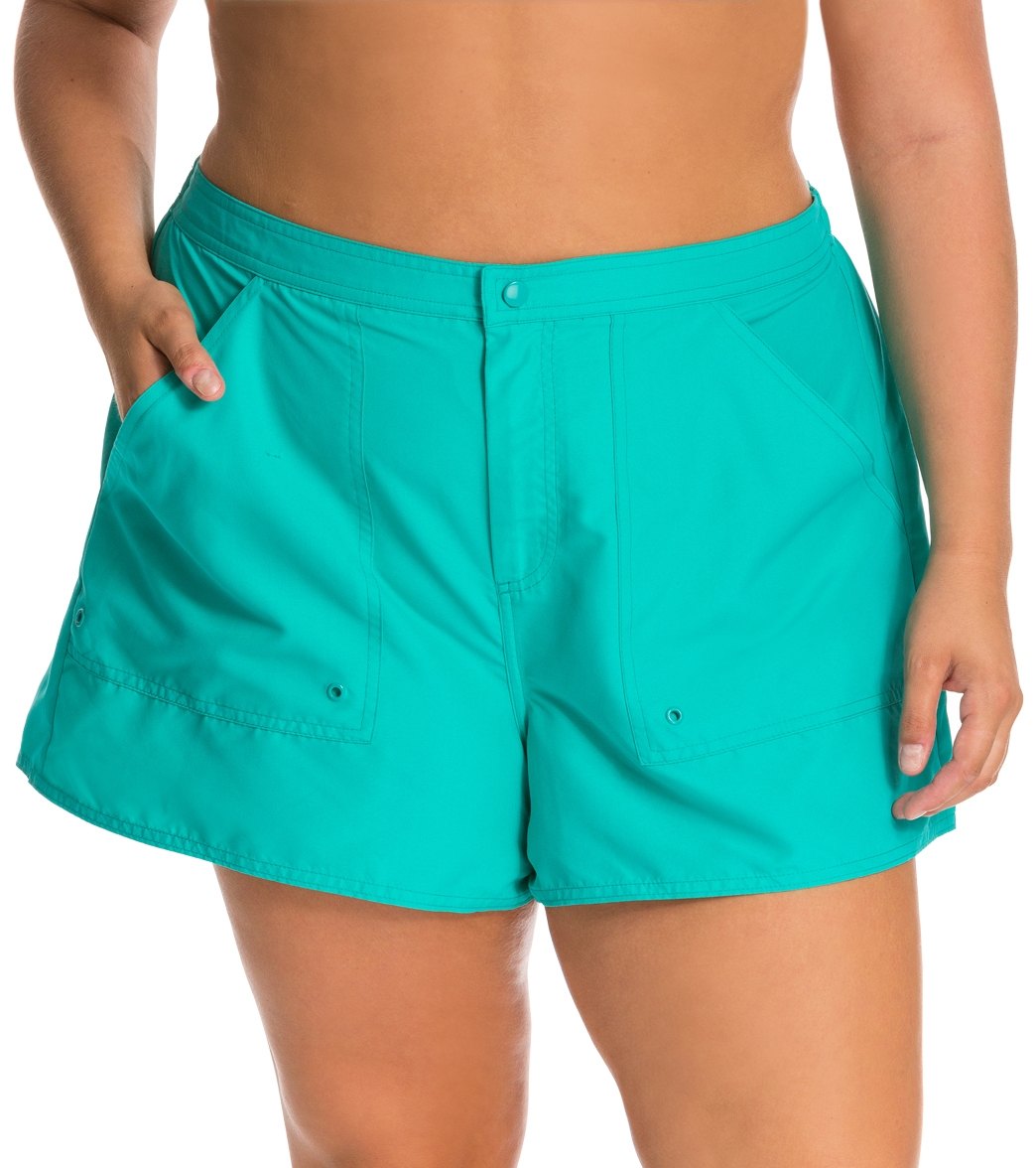 Maxine Plus Size Solids Woven Board Shorts