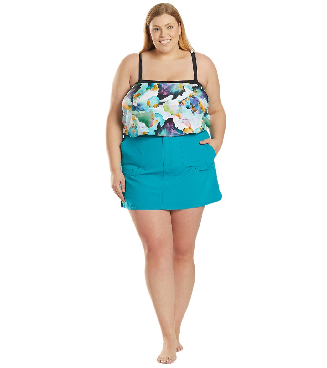 Maxine Women's Plus Size Solid Woven Boardskirt