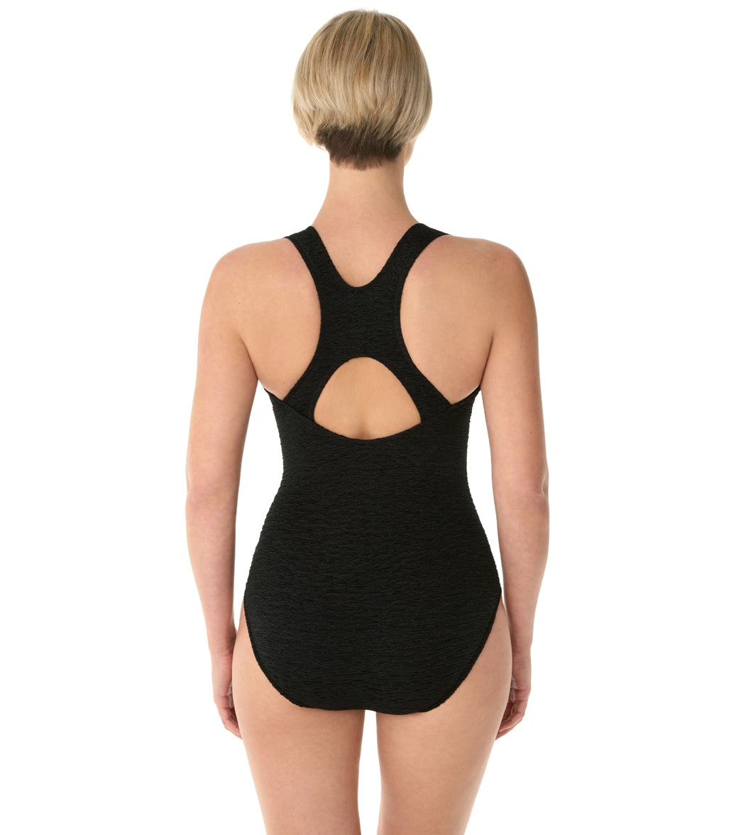 Penbrooke Krinkle Chlorine Resistant Active Back One Piece Swimsuit (D-Cup)