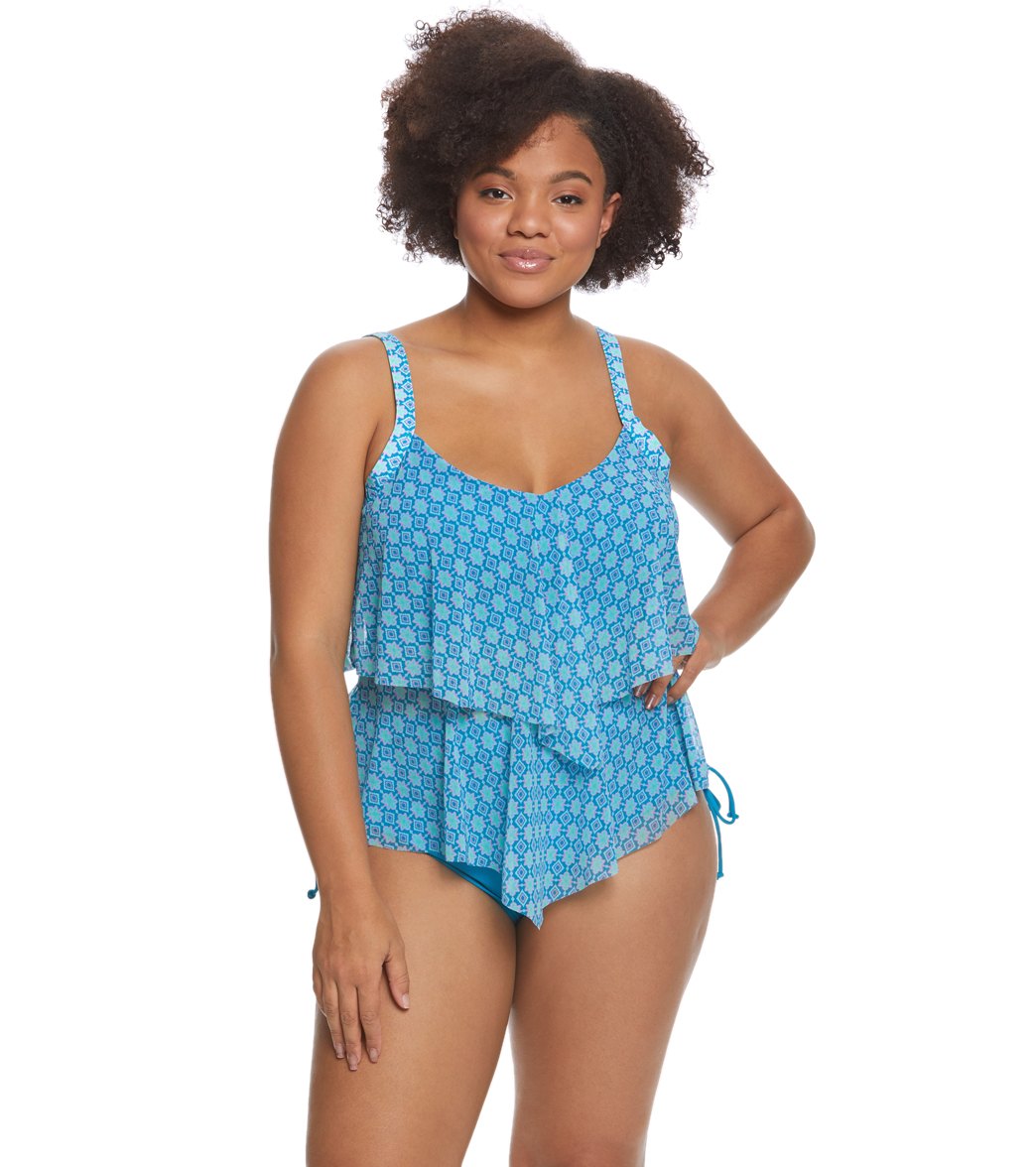 Beach House Plus Size Solid Hayden High Waisted Adjustable Side Bikini Bottom