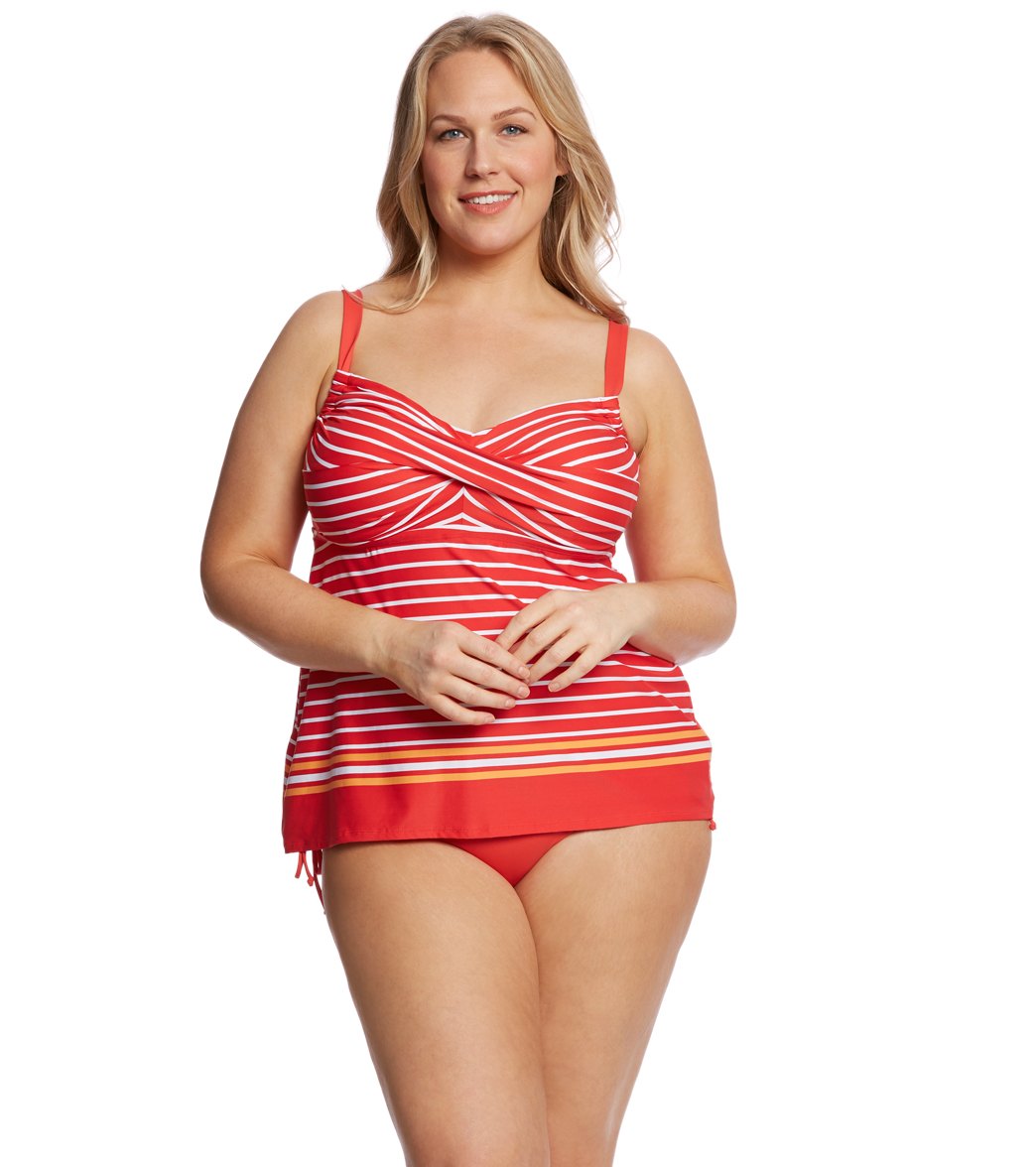 Beach House Plus Size Solid Hayden High Waisted Adjustable Side Bikini Bottom