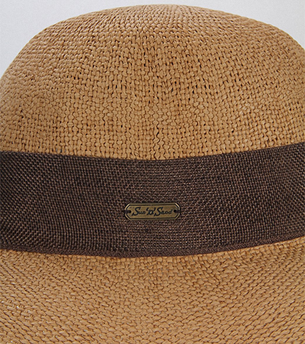 Sun N Sand Melina Crochet W/ Linen Scarf Straw Hat