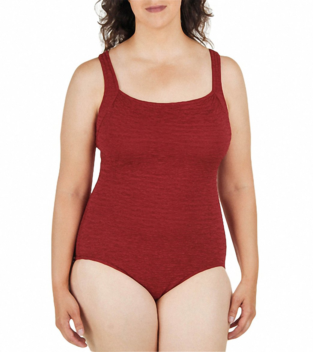 Penbrooke Krinkle Plus Size Chlorine Resistant One Piece Active Back Swimsuit