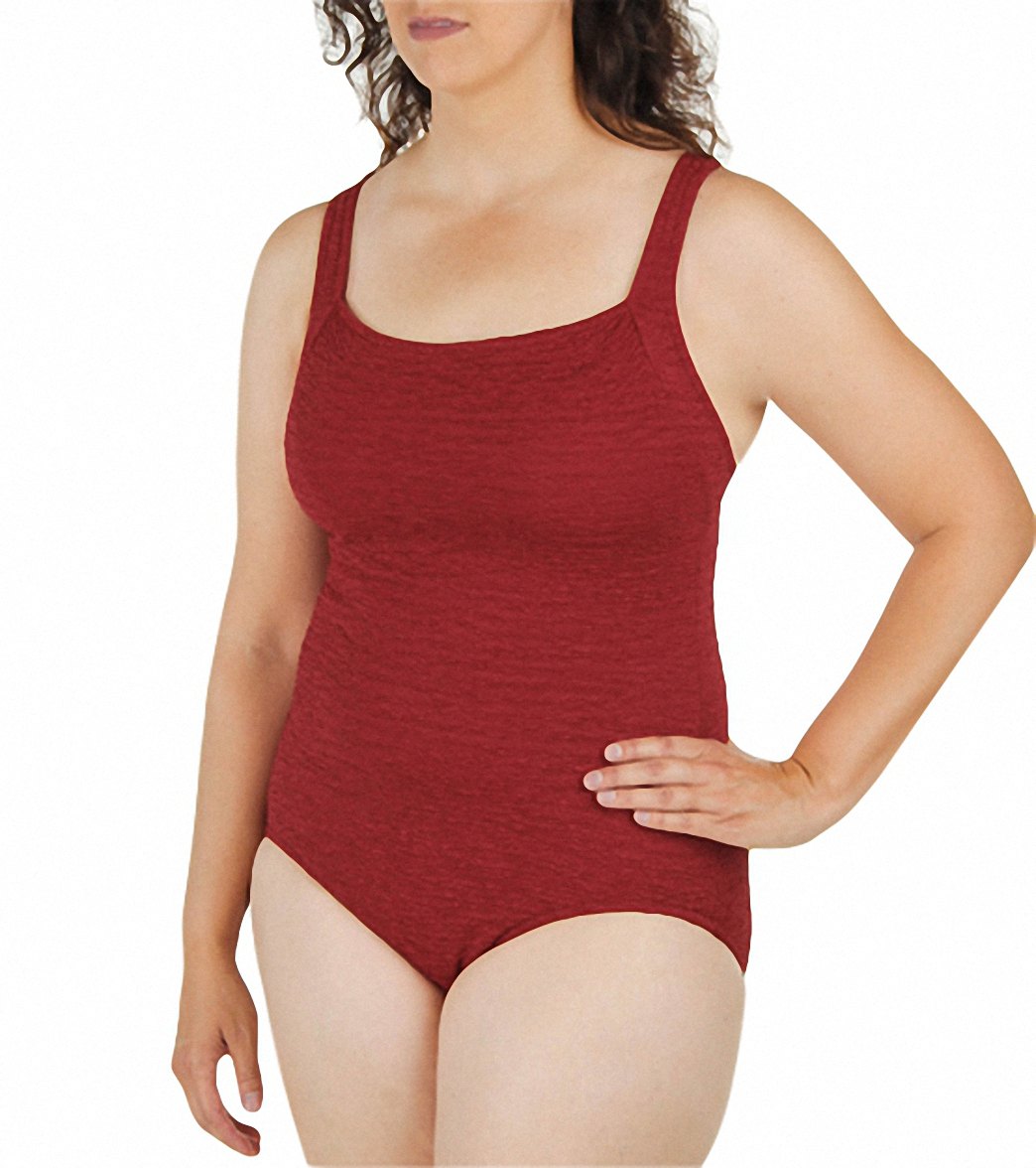 Penbrooke Krinkle Plus Size Chlorine Resistant One Piece Active Back Swimsuit