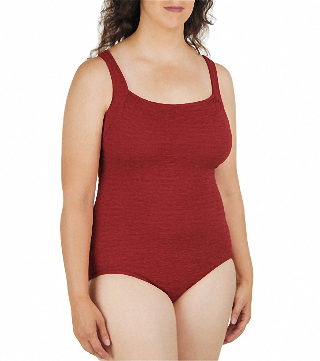 Penbrooke Krinkle Plus Size Chlorine Resistant One Piece Active Back Swimsuit
