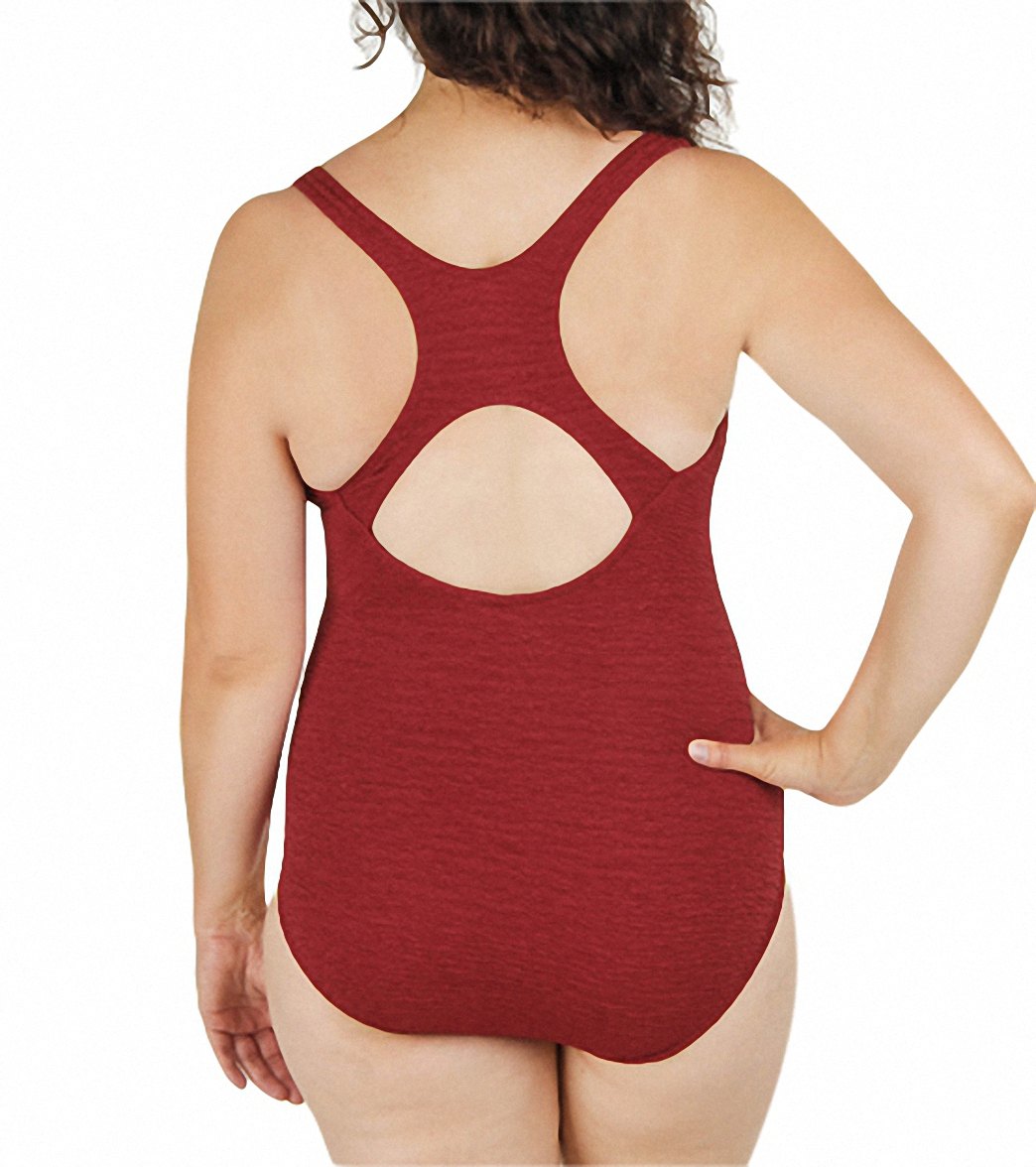 Penbrooke Krinkle Plus Size Chlorine Resistant One Piece Active Back Swimsuit