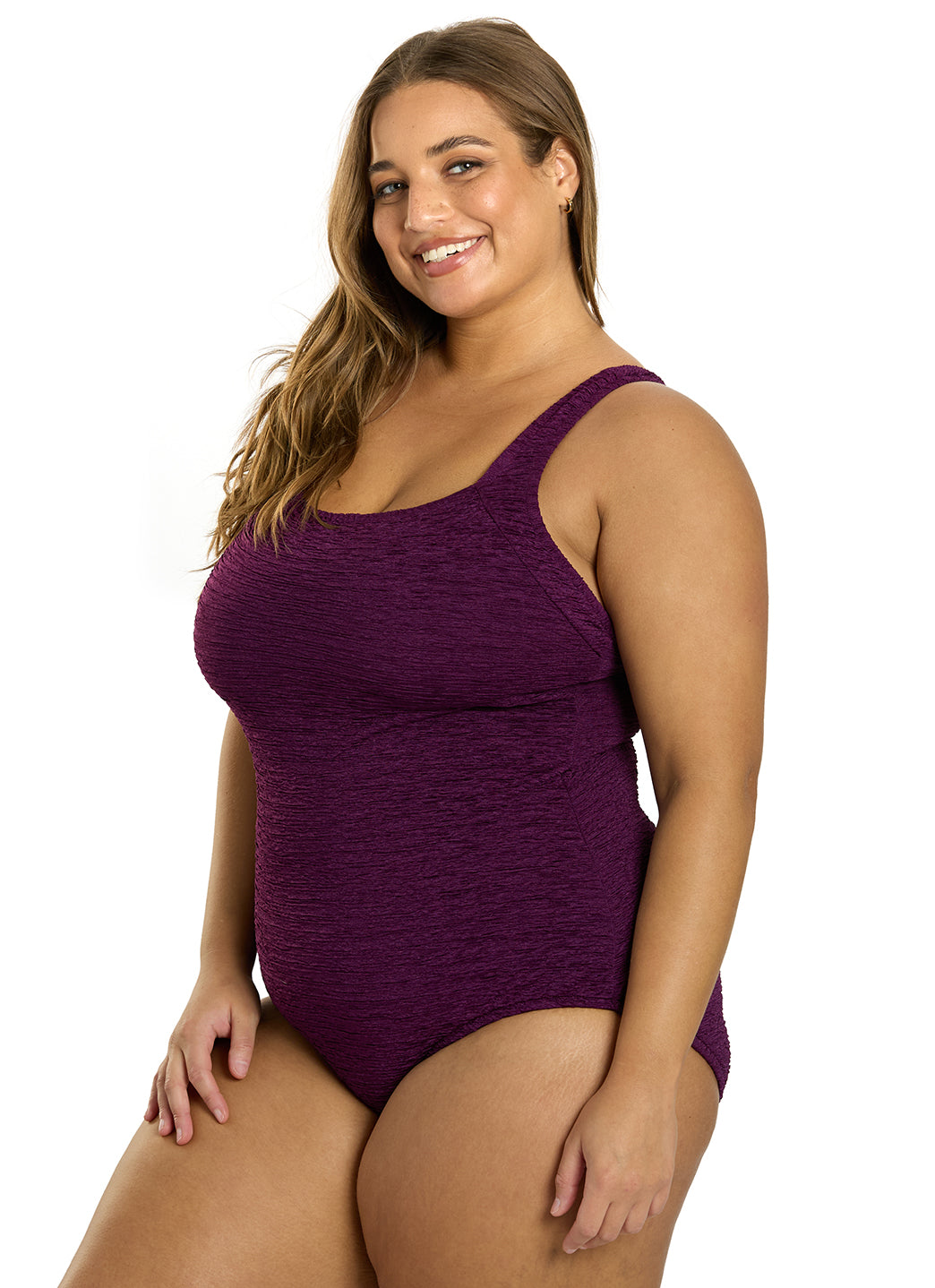 Penbrooke Krinkle Plus Size Chlorine Resistant One Piece Active Back Swimsuit