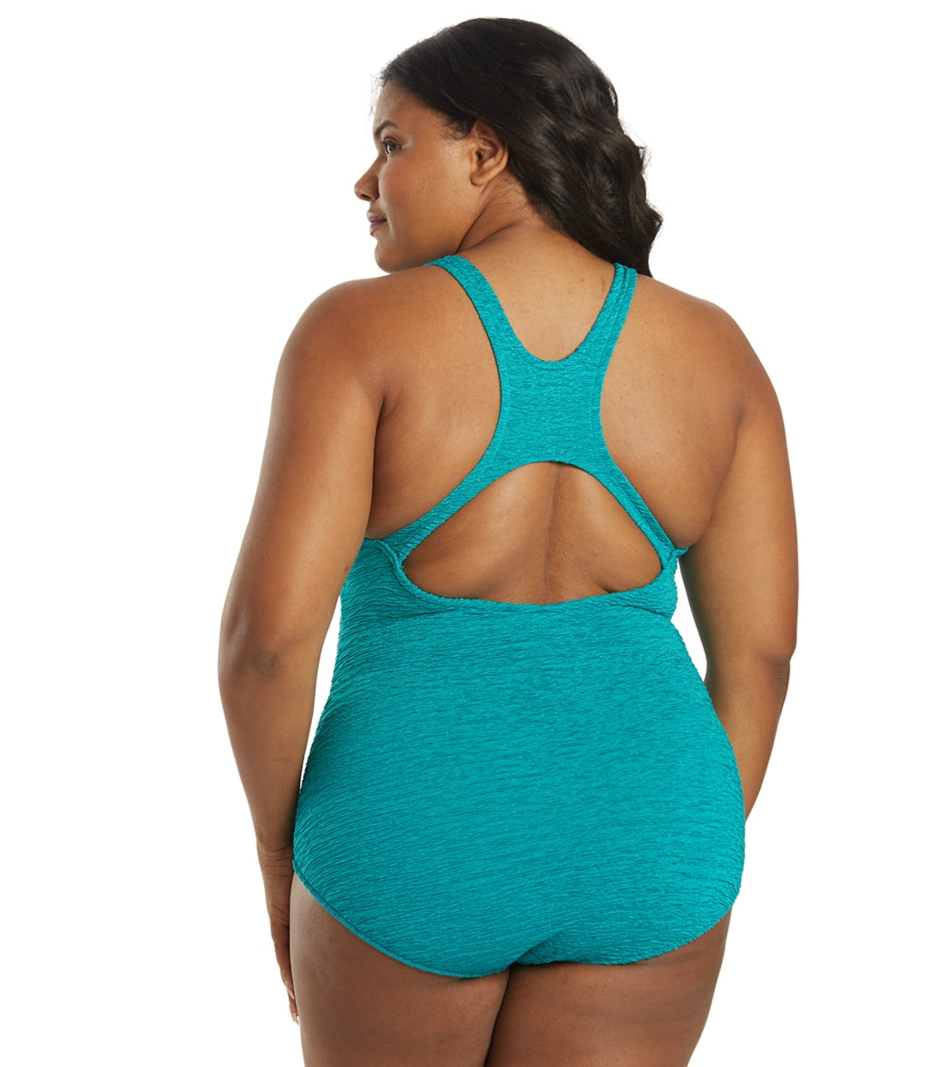 Penbrooke Krinkle Plus Size Chlorine Resistant One Piece Active Back Swimsuit