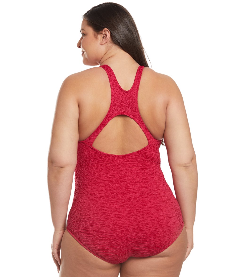 Penbrooke Krinkle Plus Size Chlorine Resistant One Piece Active Back Swimsuit